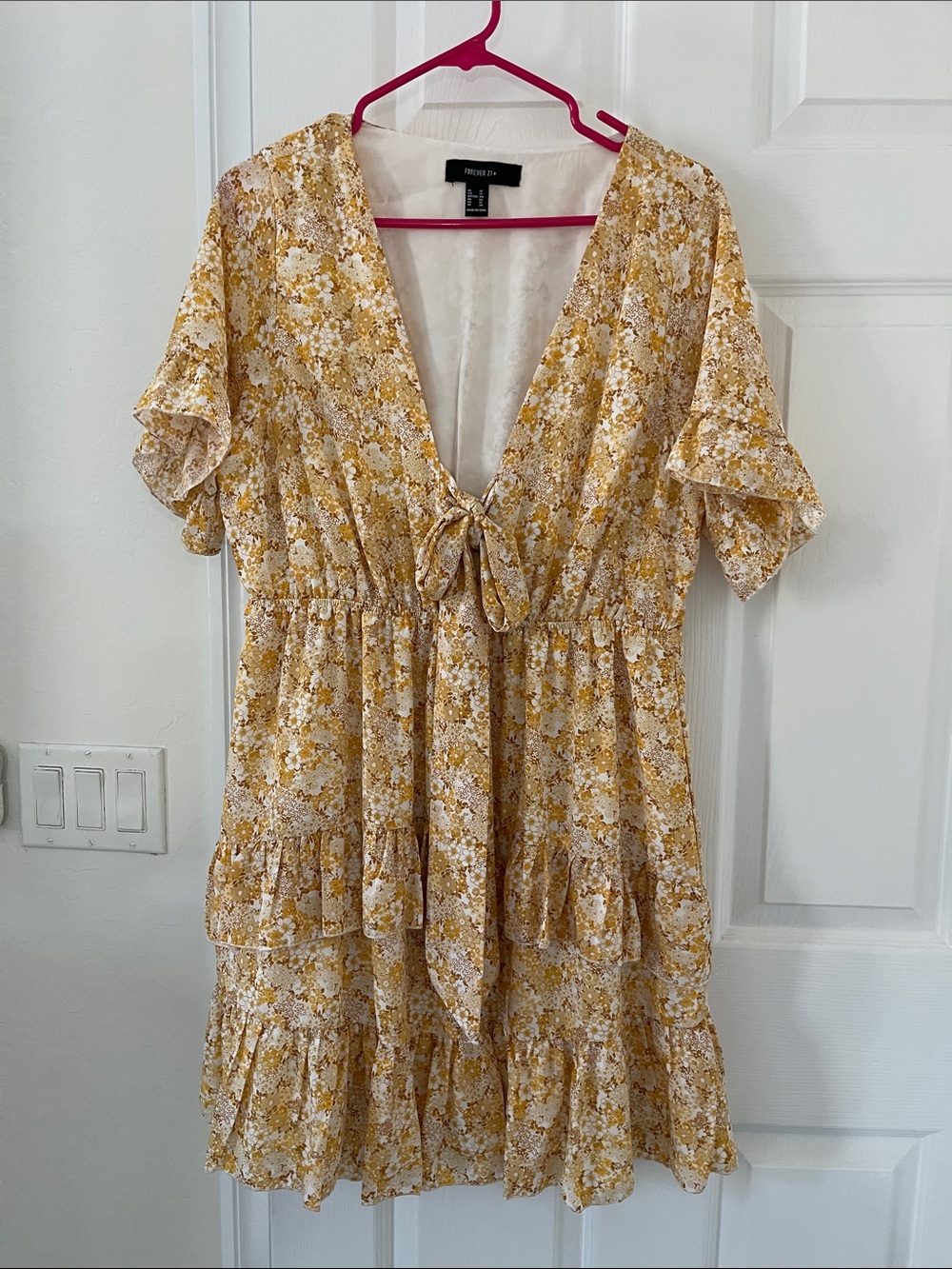Princess Polly Yellow Floral Tie-Front Ruffle Dress